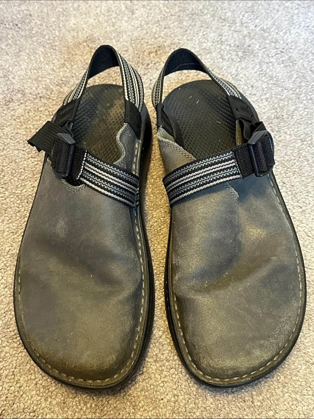 Chaco Toecoop Vibram Men's Leather Clog with Striped Adjustable Strap 11.5